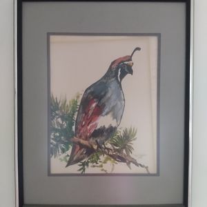 Two Art Frames of a Quail Couple